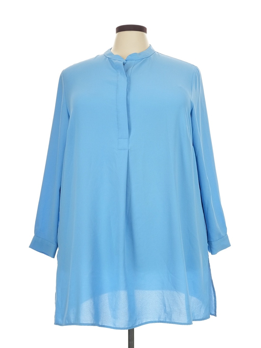 Anne Klein Sky Blue Long Sleeve Tunic Blouse